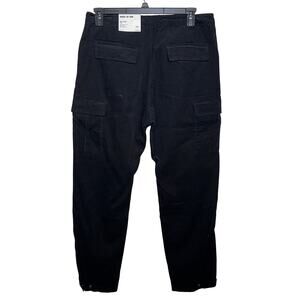 Mode of One Men's Regular-Fit Cotton Tapered Cargo Pants, Deep Black, 33 $70